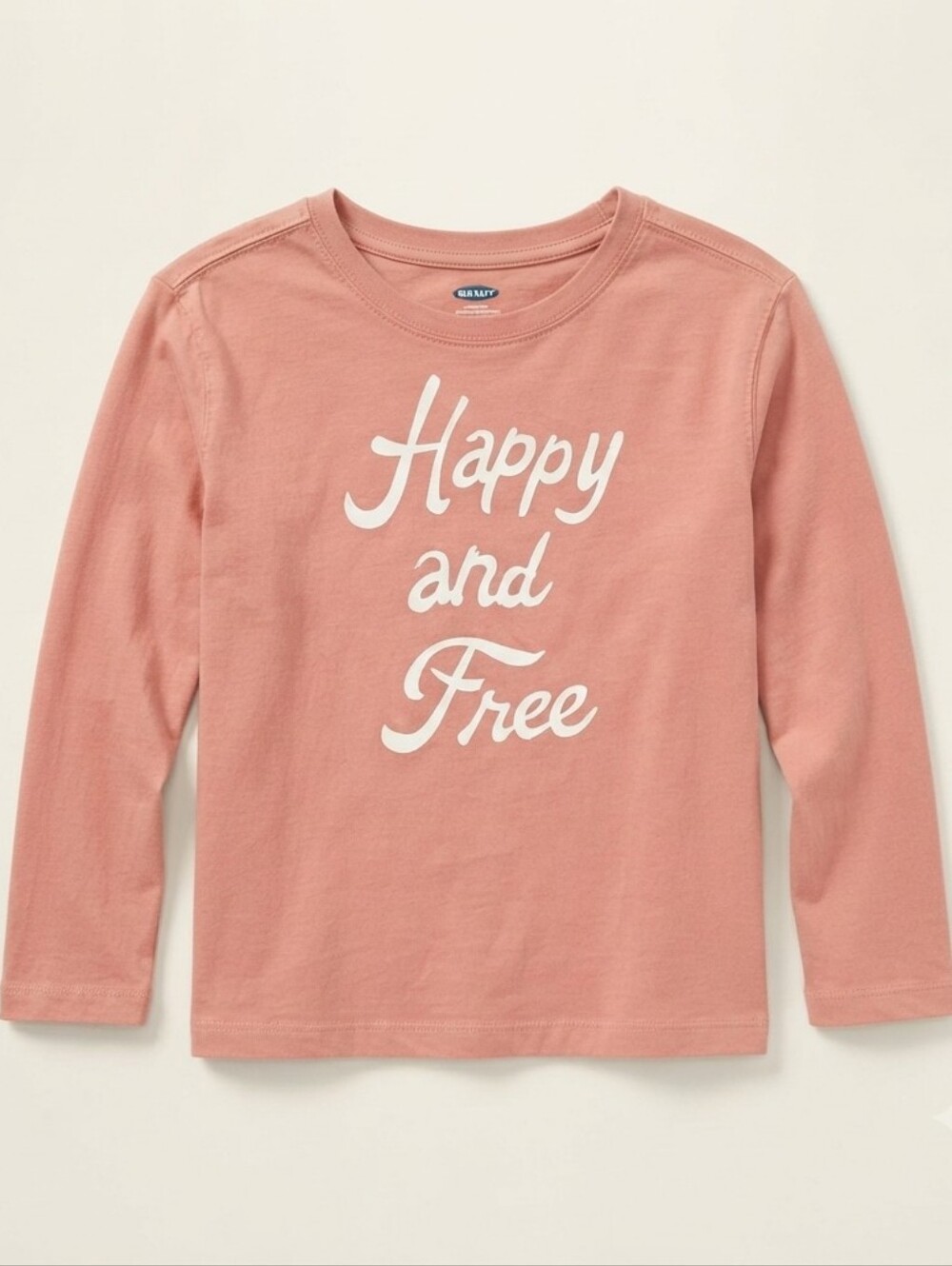 Old Navy Happy and Free Graphic Tee Pink Long Sleeve Top Size Large